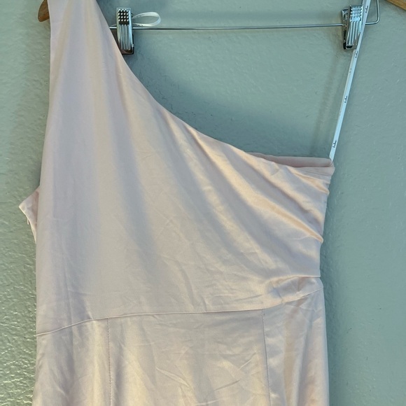 Blush Pink Satin One-Shoulder Maxi Dress - Picture 7 of 12